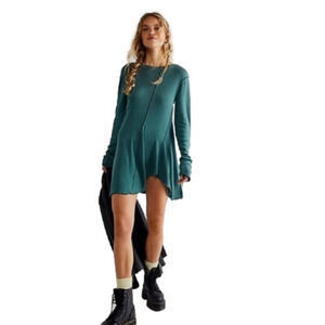 ❤️ Free People Full Swing Tunic Dress Teal NWOT Size Large